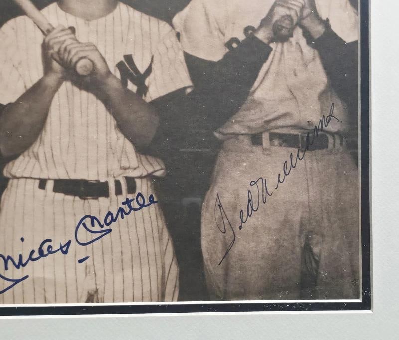 Mickey Mantle, Ted Williams & Joe DiMaggio Signed Framed 11x14 Photo BAS - 4