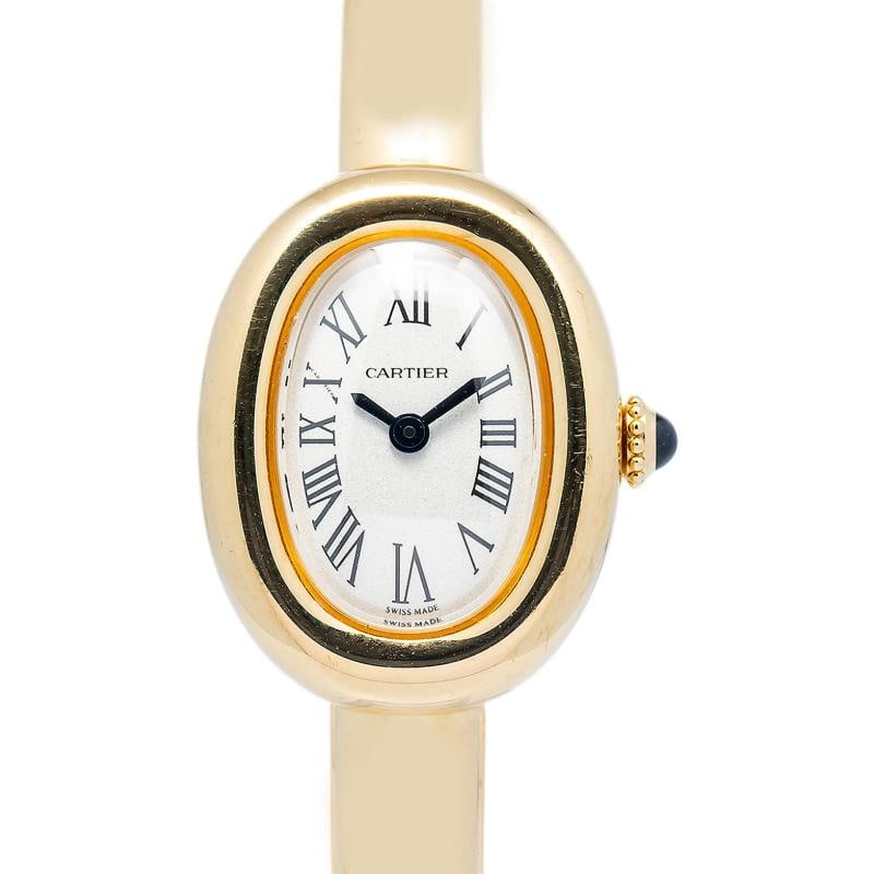 Cartier Baignoire 4596 WGBA0050 Complete Size 17 18k YG Silver Dial Quartz 18mm - 2