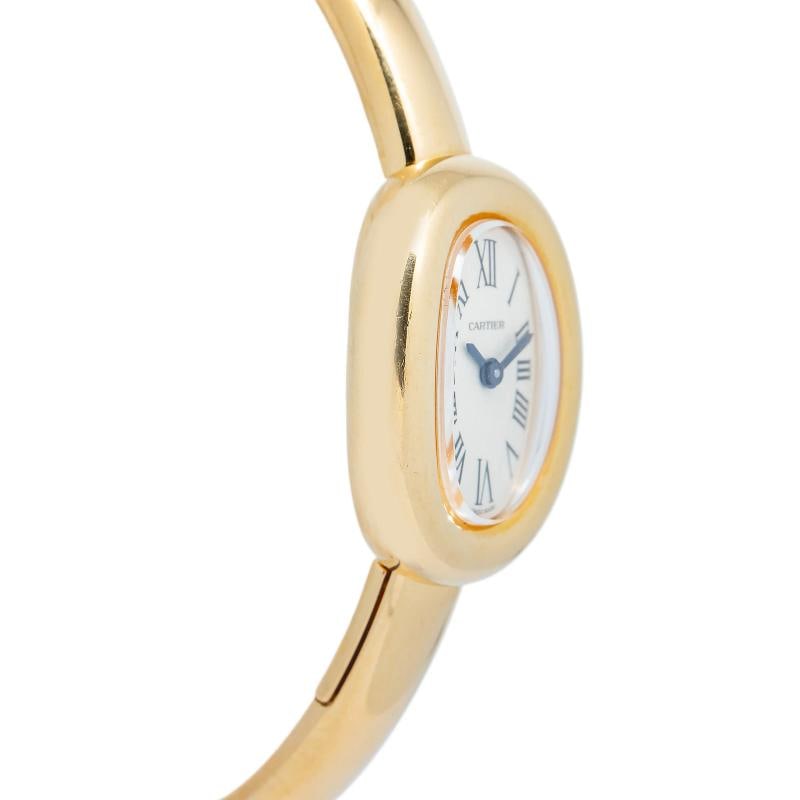 Cartier Baignoire 4596 WGBA0050 Complete Size 17 18k YG Silver Dial Quartz 18mm - 4
