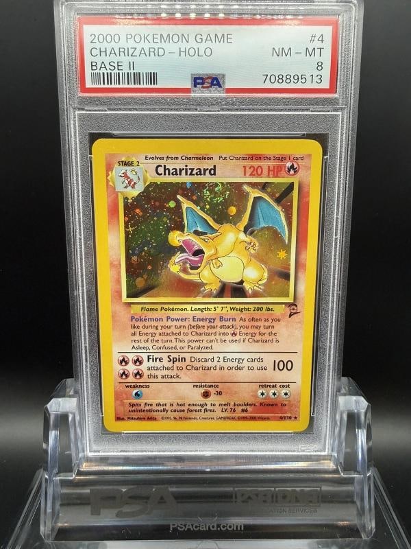 2000 POKEMON CHARIZARD HOLO BASE SET 2 #4/130 - PSA 8 *SWIRL*: Condition: Graded - PSA 8: Professionally graded ,Game: PokÃƒÂ©mon TCG,Set: Base Set 2,Character: Charizard,Card Name: Charizard,Card Type: PokÃƒÂ©mon,Card