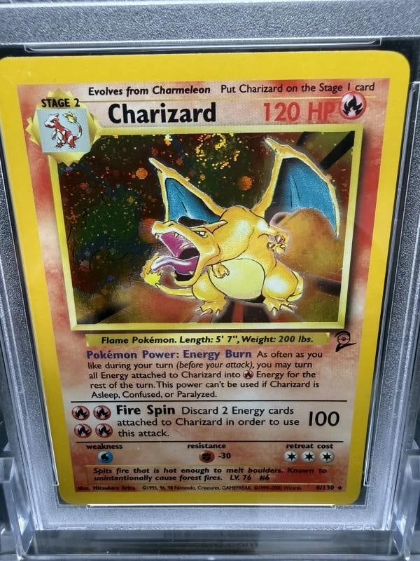 2000 POKEMON CHARIZARD HOLO BASE SET 2 #4/130 - PSA 8 *SWIRL* - 2