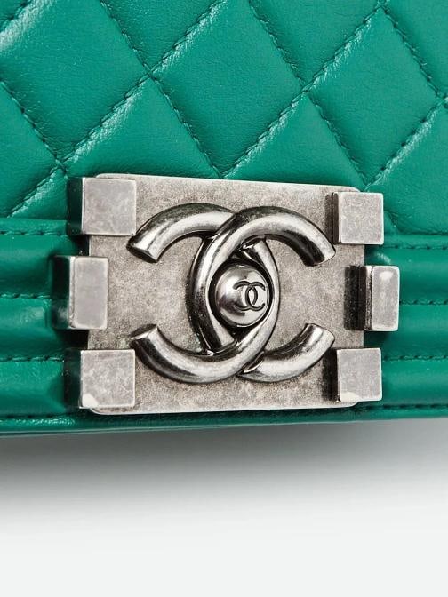 Chanel Green Quilted Lambskin Leather Small Boy Bag - 5