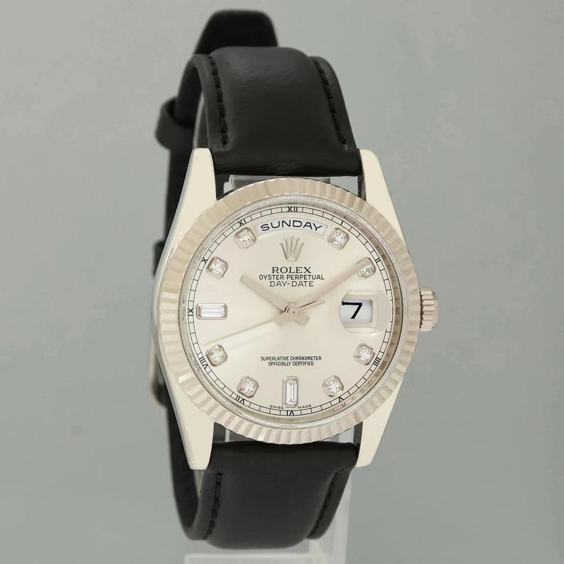 2013 MINT Rolex President Day Date 118239 White Gold Silver Diamond Watch Box - 3
