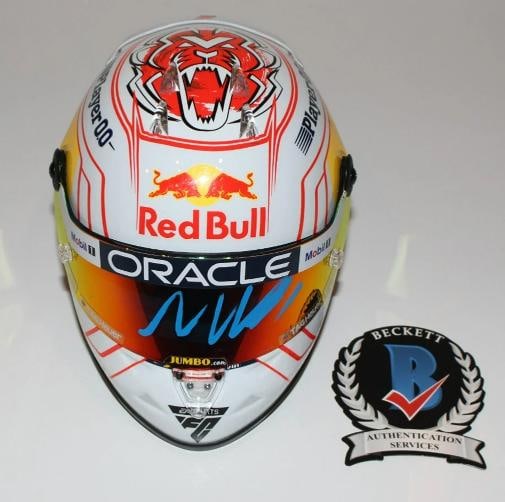 MAX VERSTAPPEN SIGNED RED BULL RACING 1:2 HELMET FORMULA 1 F1 BECKETT BAS COA - 2