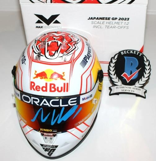 MAX VERSTAPPEN SIGNED RED BULL RACING 1:2 HELMET FORMULA 1 F1 BECKETT BAS COA - 4