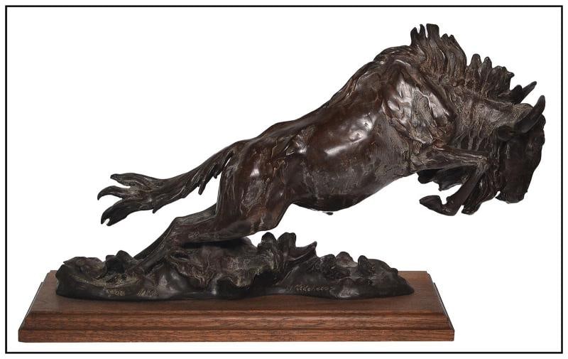 Alexa King Original Bronze Wildlife Sculpture Widebeest Signed Western Artwork - 2