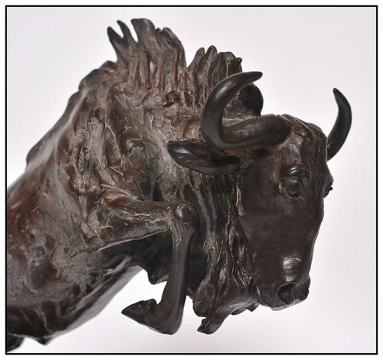 Alexa King Original Bronze Wildlife Sculpture Widebeest Signed Western Artwork - 3