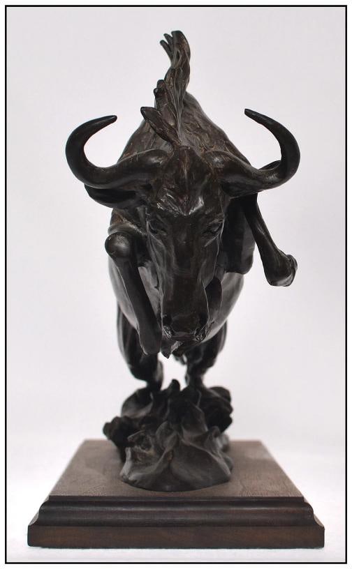 Alexa King Original Bronze Wildlife Sculpture Widebeest Signed Western Artwork - 4