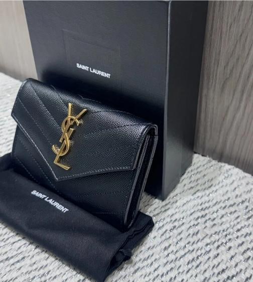 Saint Laurent Grain De Poudre MatelassÃƒÂ© Chevron Small Monogram Envelope Walle - 3