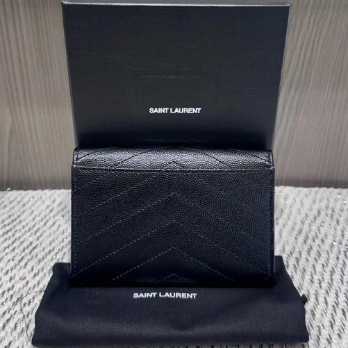 Saint Laurent Grain De Poudre MatelassÃƒÂ© Chevron Small Monogram Envelope Walle - 6