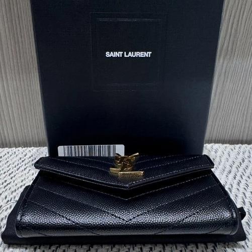 Saint Laurent Grain De Poudre MatelassÃƒÂ© Chevron Small Monogram Envelope Walle - 7