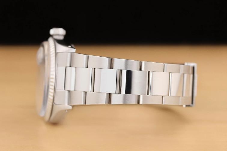 ROLEX MENS DATEJUST 16014 BLUE DIAL 18K WHITE GOLD BEZEL STAINLESS STEEL WATCH - 5