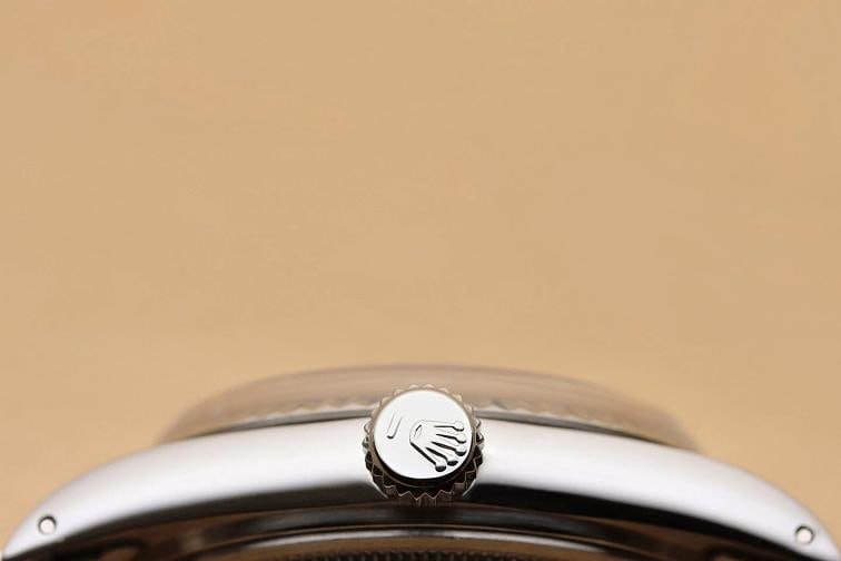 ROLEX MENS DATEJUST 16014 BLUE DIAL 18K WHITE GOLD BEZEL STAINLESS STEEL WATCH - 9