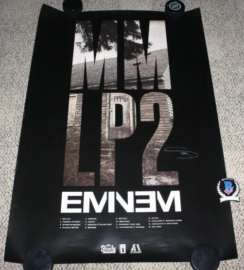 EMINEM SIGNED MM LP 2 24x36 POSTER MARSHALL MATHERS ALBUM SHADY BECKETT COA - 6