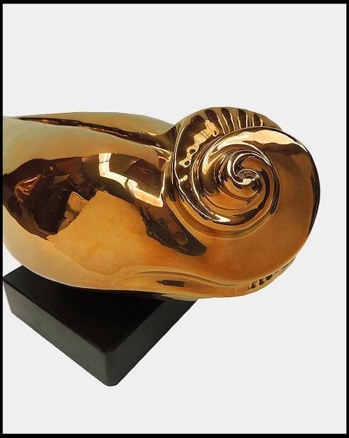 Marco Morandi Original Full Round Ceramic Sculpture Aurubis Copper Gold Modern - 3
