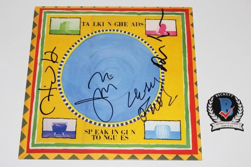 TALKING HEADS BAND SIGNED SPEAKING IN TONGUES ALBUM VINYL BECKETT COA x4 BAS - 2
