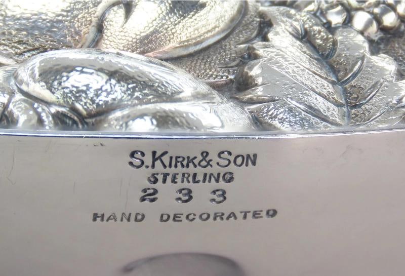 Lovely Kirk Sterling Silver Hand Chased Fruit Flowers Repousse 9.5" Bowl 233 - 6