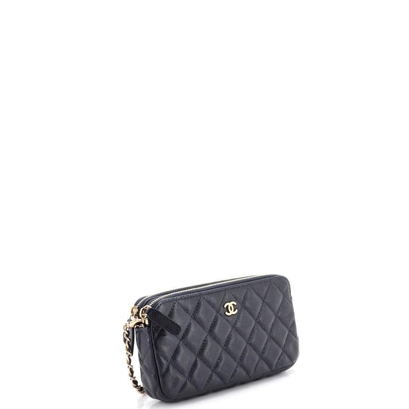 Chanel Double Zip Clutch with Chain Quilted Iridescent Caviar - 2
