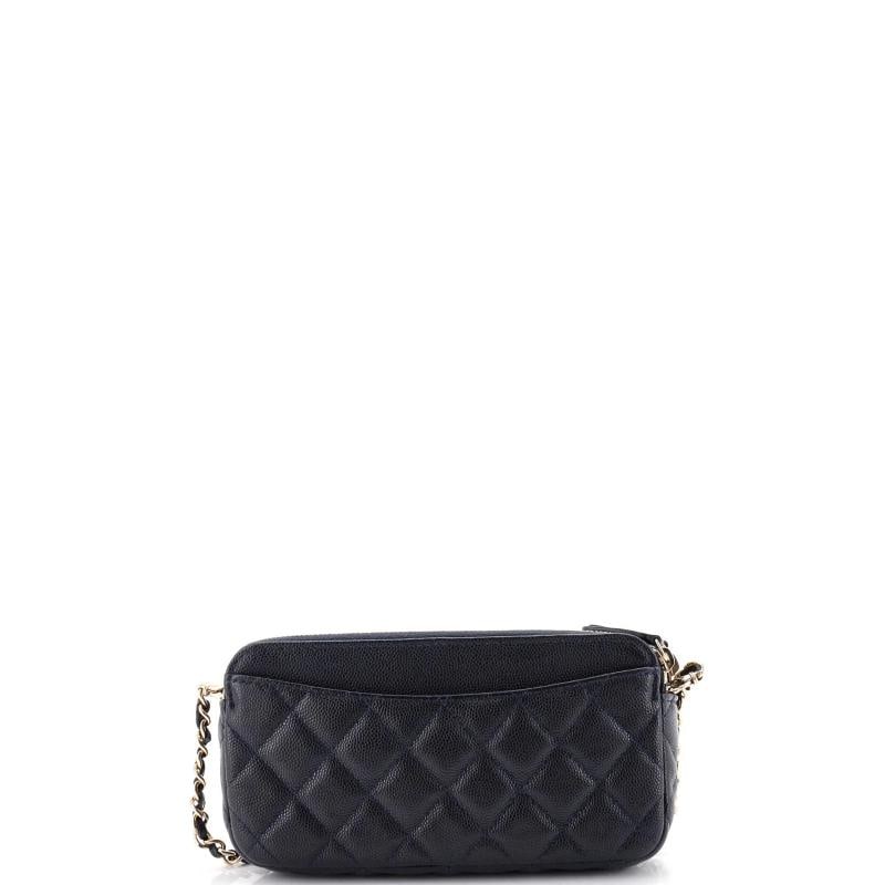 Chanel Double Zip Clutch with Chain Quilted Iridescent Caviar - 3