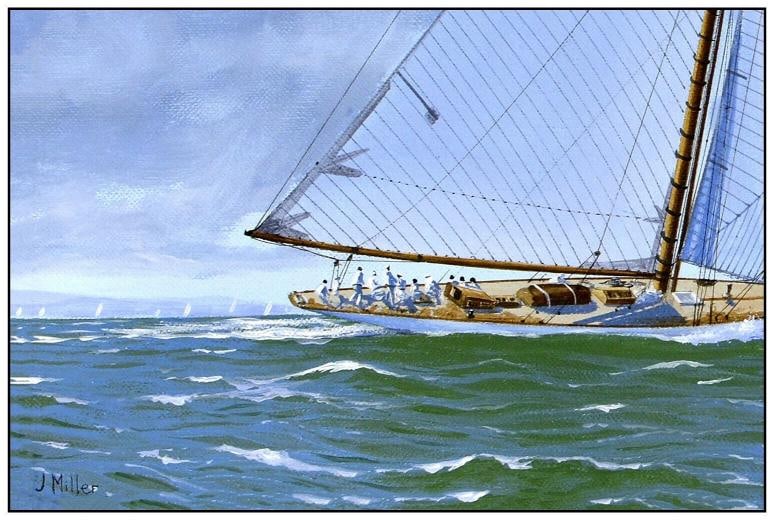 James Miller Original Oil Painting on Canvas Sailboat Race Mariquita Signed Art - 3