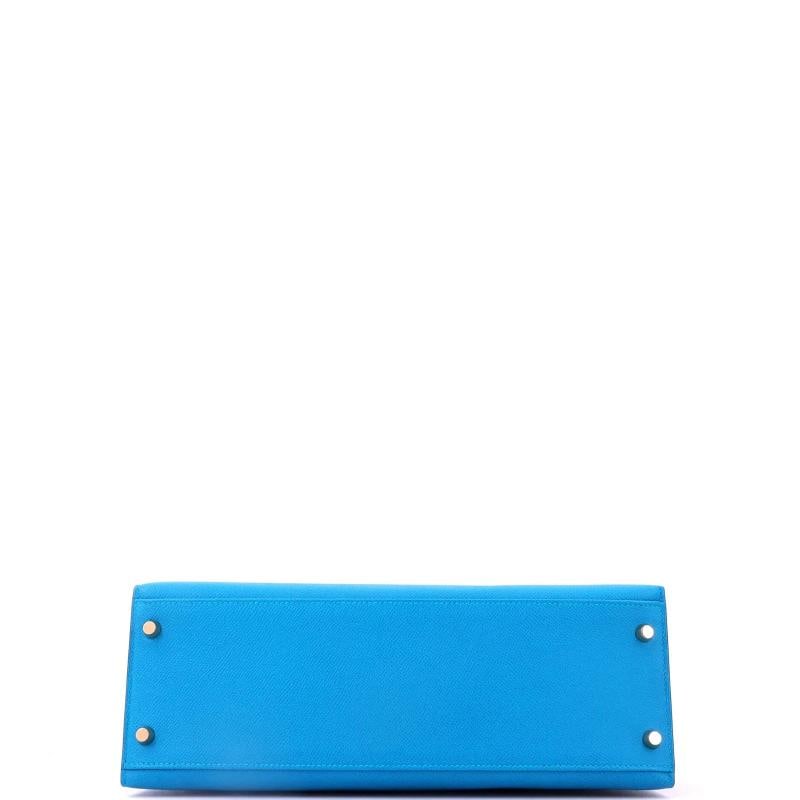 Hermes Kelly Handbag Blue Epsom with Gold Hardware 32 - 4