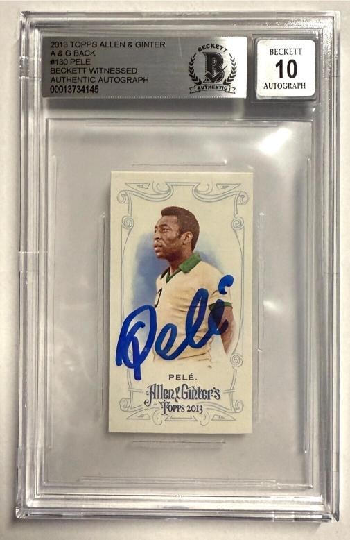 2013 Topps Allen & Ginter Pele Signed Card #130 BAS Beckett Witnessed Graded 10: Condition: Ungraded - Near mint or better: Not in original packaging or professionally graded ,Country of Origin: United States,Set: 2013 Topps,Autograph Format: Hard Signed,Player: PelÃƒ