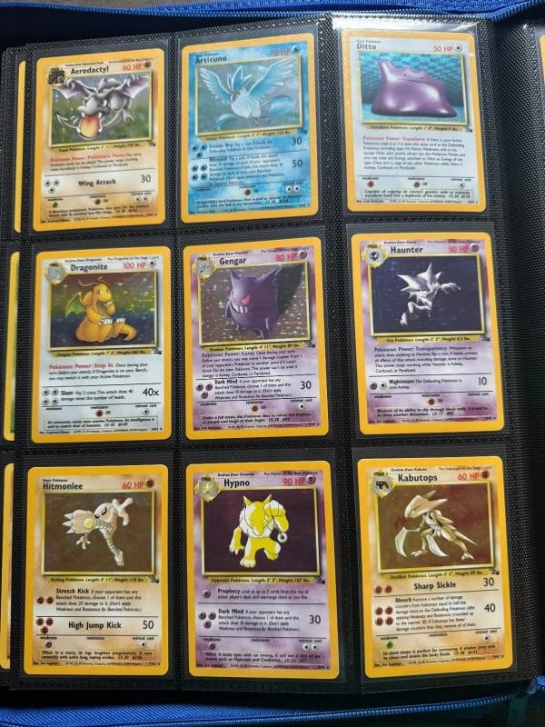 Pokemon Fossil 100% Complete Master Set 62/62 WOTC Vintage 1999 Holo Rare: Condition: Used: An item that has been used previously. ,Card Size: Standard,Set: Fossil,Game: PokÃƒÂ©mon TCG,Language: English,Character: Articuno, Dragonite, Gengar,Number of Car