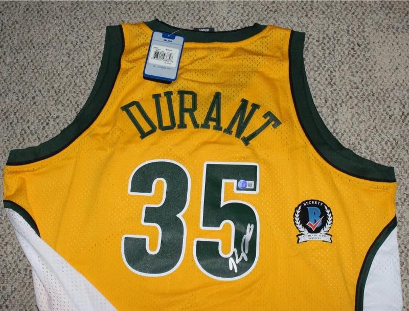 KEVIN DURANT SIGNED SEATTLE SUPERSONICS ADIDAS SWINGMAN JERSEY XXL BECKETT COA: Player: Kevin Durant,Sport: Basketball-NBA,Autograph Authentication: Beckett,Original/Reprint: Original,Product: Jersey,Team: Seattle Supersonics,Country of Origin: United States