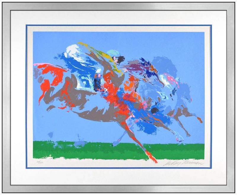 LeRoy Neiman Original Color Serigraph In The Stretch Horse Racing Signed Framed: Condition: Used,Artist: LeRoy Neiman,Unit of Sale: Single Piece,Image Orientation: Landscape,Signed: Yes,Title: In The Stretch,Material: Paper,Certificate of Authenticity (COA): Yes,Original/Licensed 