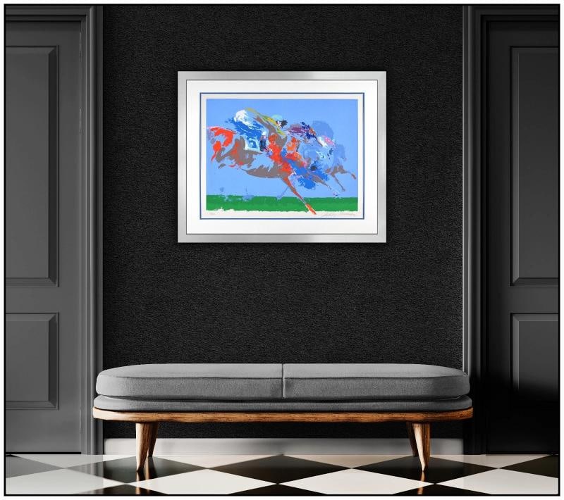 LeRoy Neiman Original Color Serigraph In The Stretch Horse Racing Signed Framed - 2