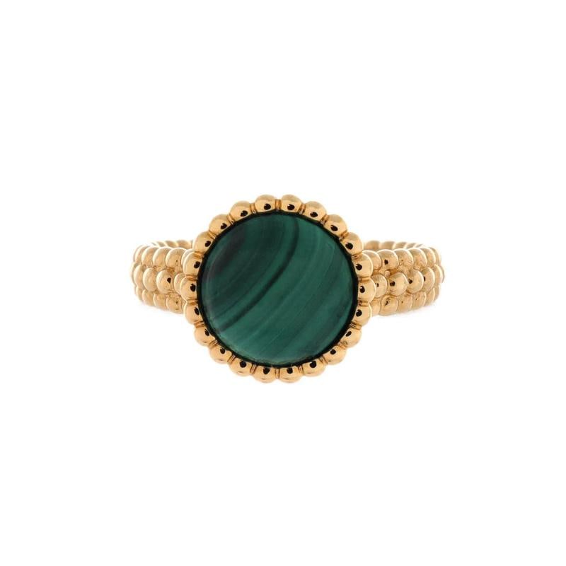 Van Cleef & Arpels Perlee Couleurs Ring 18K Yellow Gold and Malachite: Condition: Pre-owned - Good,Brand: Van Cleef & Arpels,Main Stone: Malachite,Metal: 18K Yellow Gold,Metal Purity: 18K,Ring Size: 6.75 - 54,Type: Ring,Color: Yellow Gold,Style: 18K Yellow Gold And