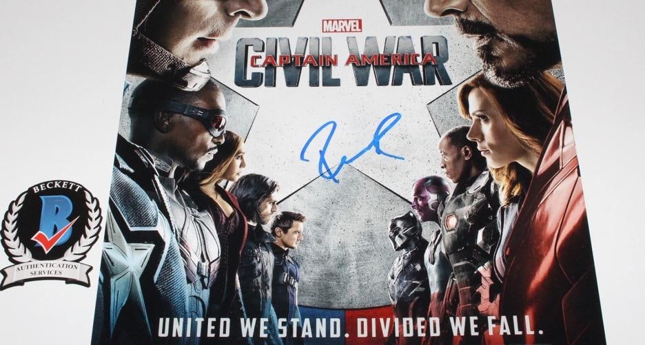 ROBERT DOWNEY JR SIGNED MARVEL IRON MAN 'CIVIL WAR' MOVIE POSTER BECKETT BAS COA - 2