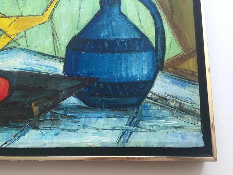 MID CENTURY MODERNIST C. JOHN FRAMED ORIGINAL STILL LIFE OIL PAINTING ON CANVAS - 12