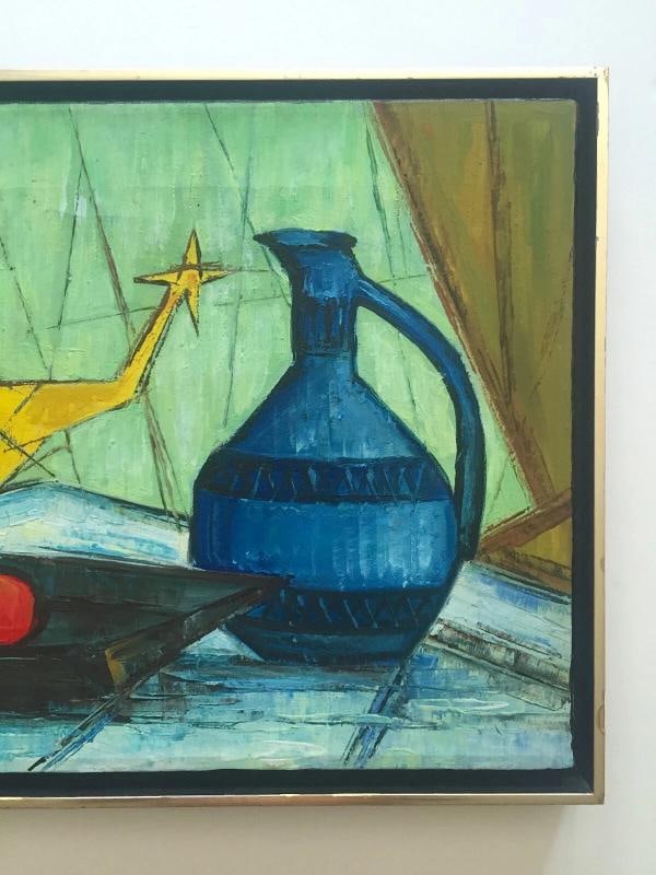 MID CENTURY MODERNIST C. JOHN FRAMED ORIGINAL STILL LIFE OIL PAINTING ON CANVAS - 3