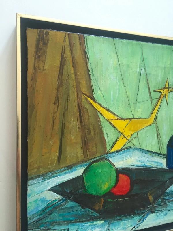 MID CENTURY MODERNIST C. JOHN FRAMED ORIGINAL STILL LIFE OIL PAINTING ON CANVAS - 4