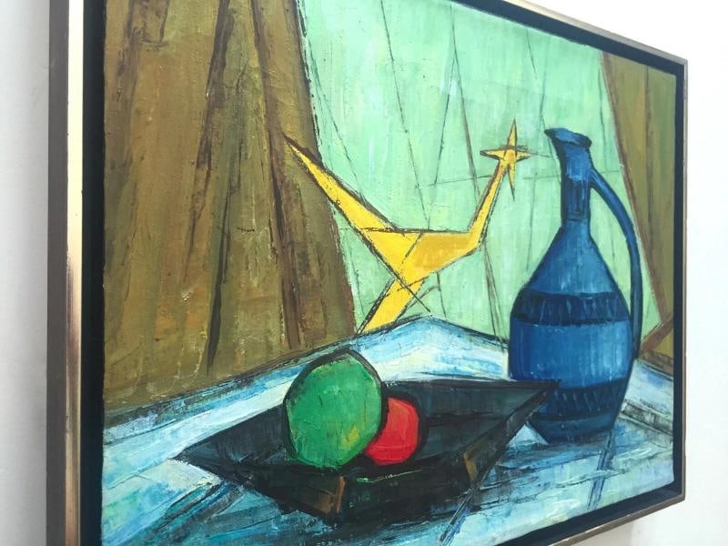 MID CENTURY MODERNIST C. JOHN FRAMED ORIGINAL STILL LIFE OIL PAINTING ON CANVAS - 5