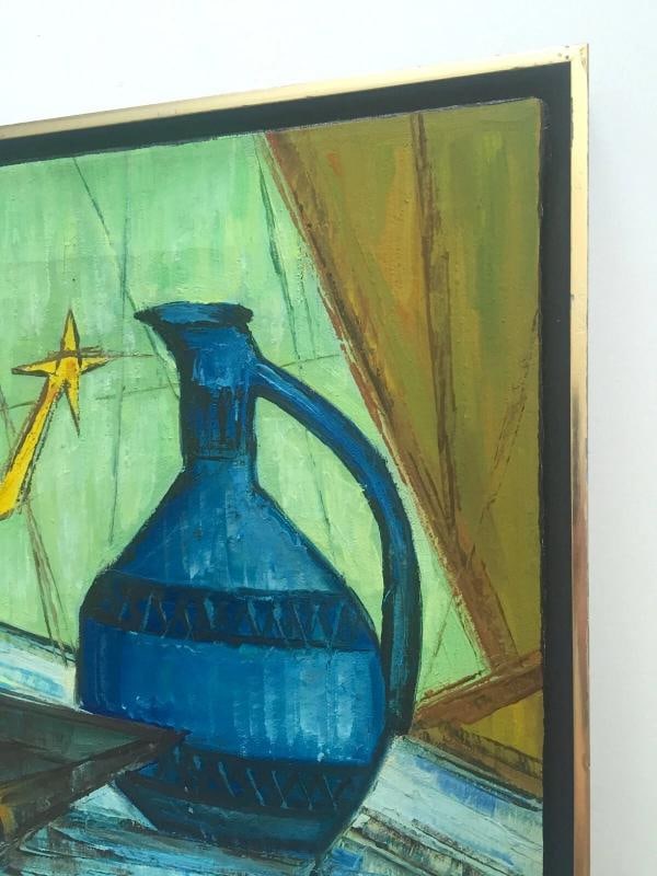 MID CENTURY MODERNIST C. JOHN FRAMED ORIGINAL STILL LIFE OIL PAINTING ON CANVAS - 8