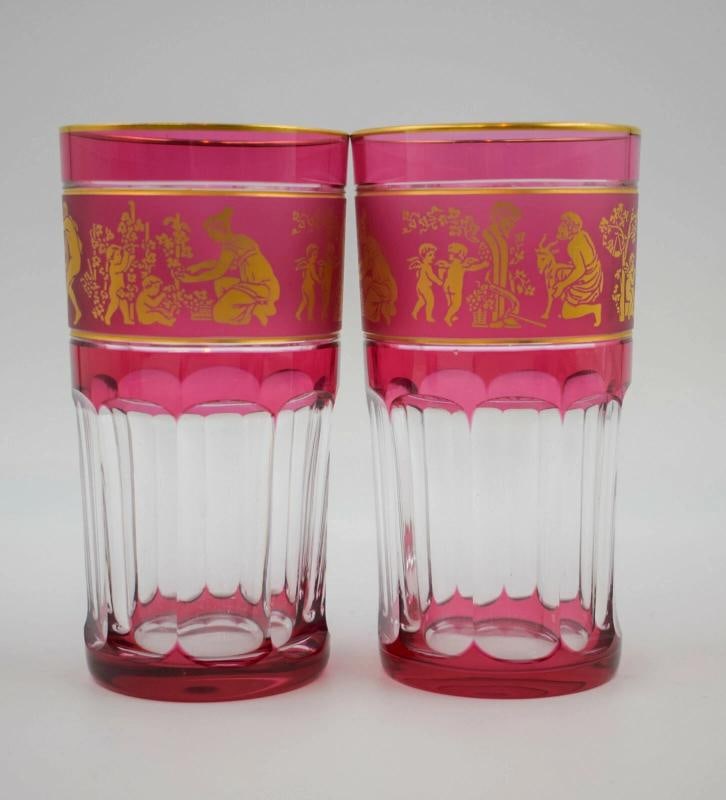 Val St. Lambert Set of 6 Multi Color Tumblers and Cocktail Pitcher - 5