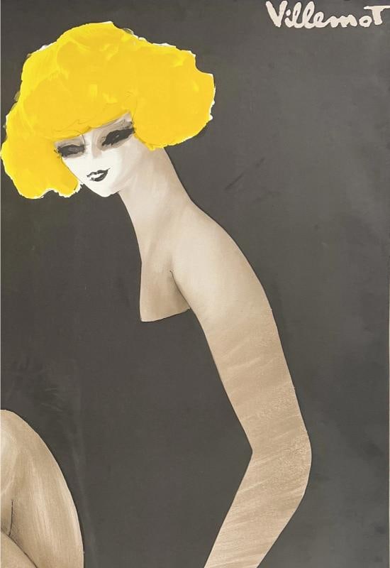 Original Vintage Poster BALLY "BLONDE" Villemot French Shoes Fashion 44 x 63 OL - 3