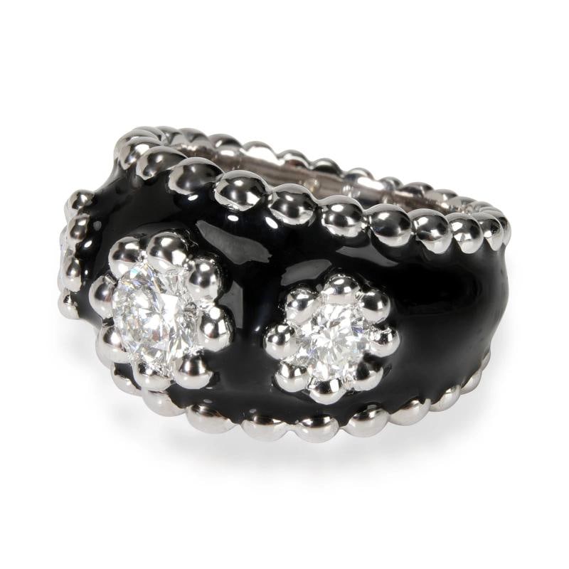 Vintage Chanel Diamond & Enamel Cocktail Ring in 18kt White Gold 0.9 CTW - 2