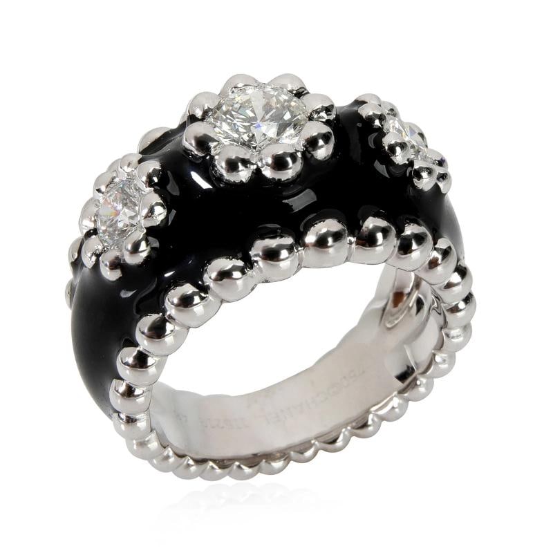 Vintage Chanel Diamond & Enamel Cocktail Ring in 18kt White Gold 0.9 CTW - 3