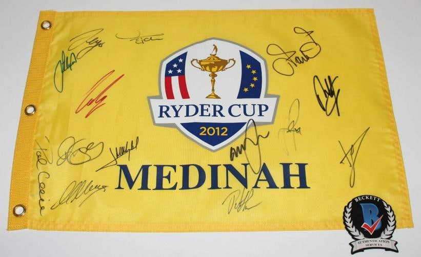 2012 TEAM EUROPE SIGNED RYDER CUP MEDINAH FLAG RORY MCILROY COLSAERTS BECKETT: Player: Rory McIlroy,Sport: Golf-PGA,Signed: Yes,Original/Reprint: Original,Autograph Authentication: Beckett Authentication Services (BAS),Product: Flag,Country of Origin: United States