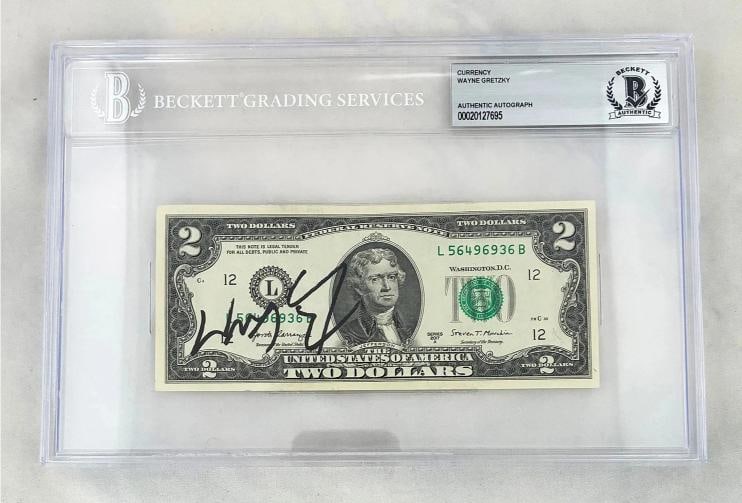 Wayne Gretzky Signed $2 Bill US Currency Edmonton Oilers Beckett BAS COA: Condition: New: A brand-new, unused, unopened, undamaged item (including handmade items). ,Modified Item: No,Country of Origin: United States,Original/Reproduction: Original