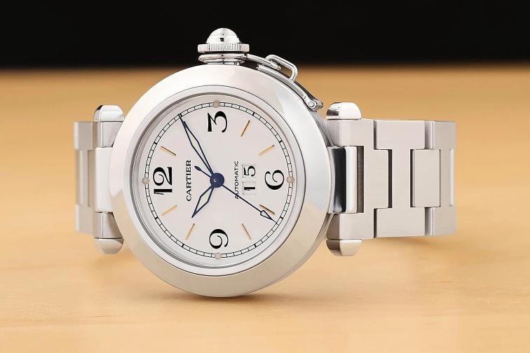 CARTIER UNISEX PASHA C BIG DATE W31044M7 35MM STAINLESS STEEL WATCH - 2