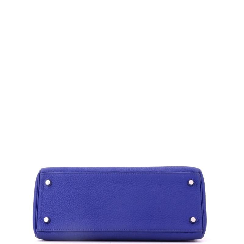 Hermes Kelly Handbag Blue Togo with Palladium Hardware 28 - 5