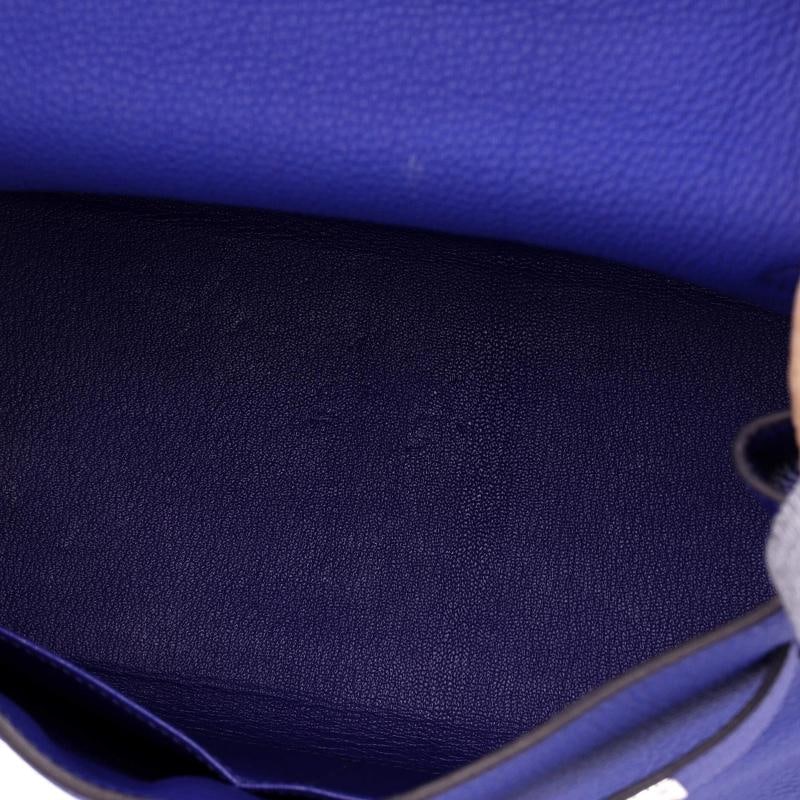 Hermes Kelly Handbag Blue Togo with Palladium Hardware 28 - 6