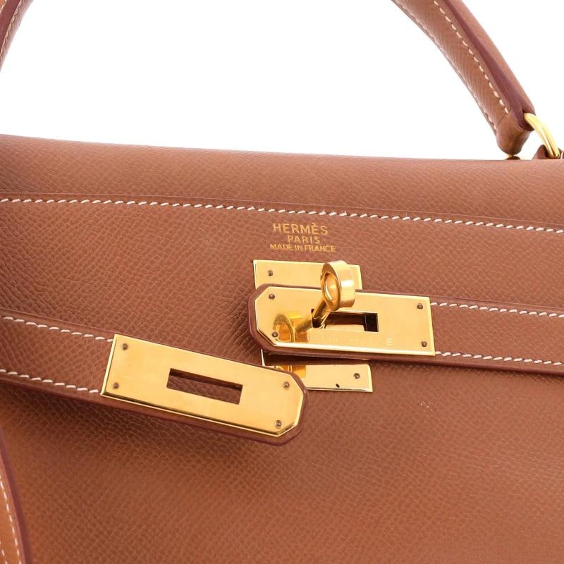 Hermes Kelly Handbag Brown Courchevel with Gold Hardware 32 - 6