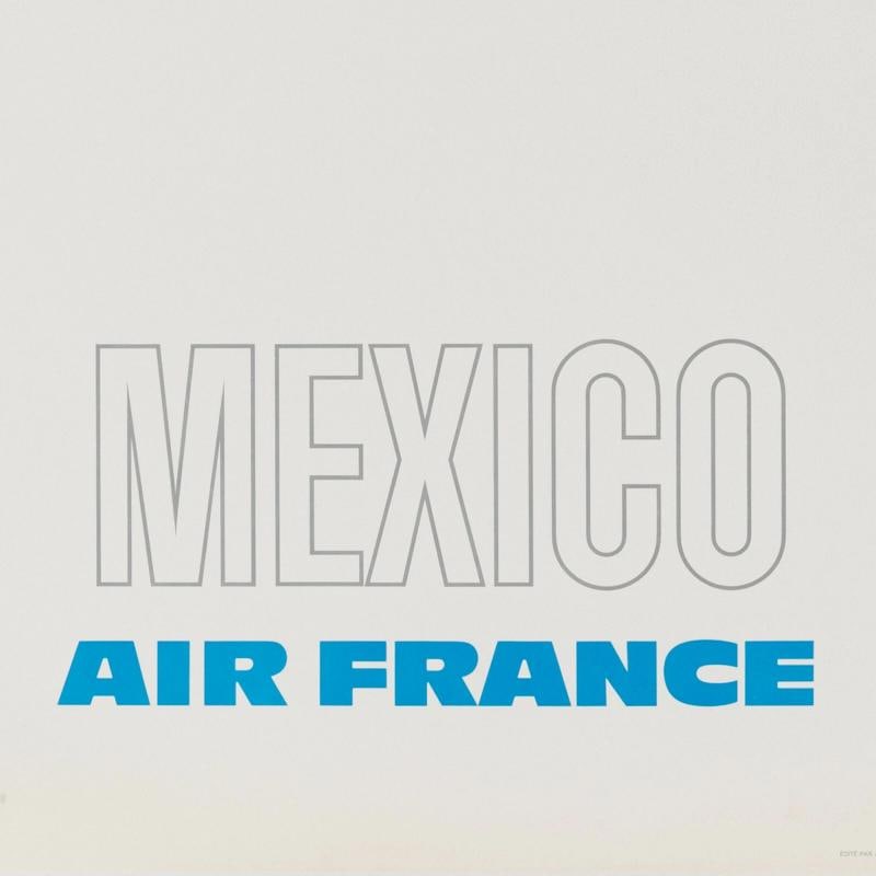 Original Vintage Poster - Raymond Pages - Air France - Mexico - Airplane - 1971 - 4