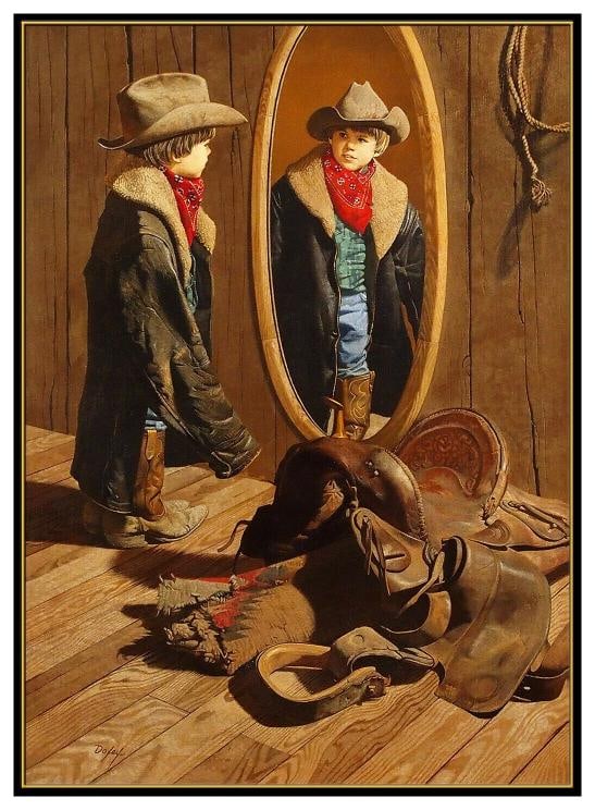 Don Doxey Original Oil Painting On Board Western Child Portrait Signed Framed - 3