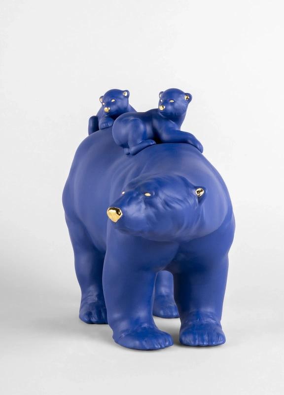 LLADRO LIMITED ED. BLUE-GOLD MUMMY BEAR & BABIES FIGURINE #9565 BRAND NIB - 3